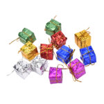 12 Pcs Mini Metallic Gift Box Christmas Tree Hanging Ornaments