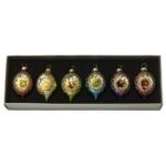 6 Pcs Vintage Glass Reflector Christmas Tree Ornaments Set