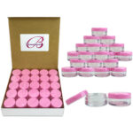 25 Pcs 5g Plastic Cosmetic Sample Jar Containers with Pink Lids