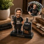 Custom BBQ Grill Master Photo Face Acrylic Desk Figurine Gift