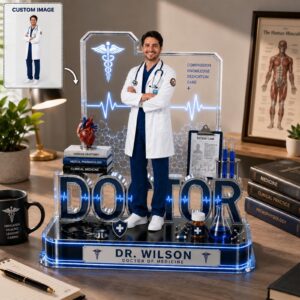 Custom Doctor Photo LED Acrylic Desk Figurine Personalised Gift