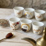 Eid Sheep Arabic Ceramic Coffee Cups Set Handmade Gawa Gift