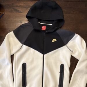 Men's Cream & Black Tech Fleece Full-Zip Hoodie – Colourblock