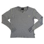 Men's Grey Waffle Knit Long Sleeve Henley Top Slim Fit