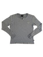 Men's Grey Waffle Knit Long Sleeve Henley Top Slim Fit