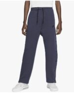 Navy Tech Fleece Open-Hem Jogger Trousers Snap Button