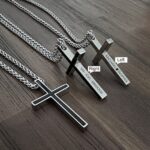 Personalised Engraved Cross Necklace Stainless Steel Chain Gift