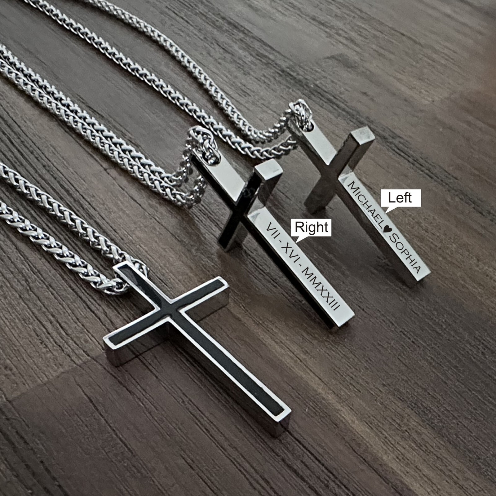 personalised-engraved-cross-necklace-stainless-steel-chain Personalised Engraved Cross Necklace Stainless Steel Chain Gift - Image 1