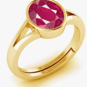 Ruby Oval Gemstone Gold Plated Adjustable Ring Anniversary Gift