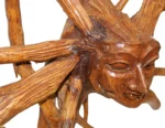 Madusa Teak Root Sun Goddess Face Mask Handmade Tiki Wood Carving - Image 4