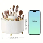 Rotating Makeup Organiser Brush Holder Vanity Storage White - Image 3