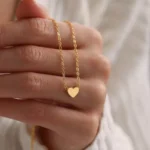 Dainty Gold Heart Pendant Necklace Minimalist Layering Chain Women - Image 3