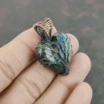 Labradorite Tree of Life Heart Pendant Wire Wrapped Crystal Necklace - Image 2