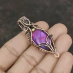 Amethyst Crystal Pendant Handmade Copper Wire Wrapped Boho Necklace - Image 2