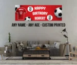Personalised Football Birthday Banner Kids Party Name Age Team Badge - Image 3