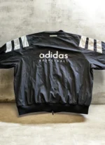 Adidas Black Windbreaker Jacket Full Zip 3 Stripe Lightweight - Image 5