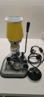 Vintage Manual Lever Espresso Machine Yellow, Retro Design - Image 3