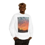Fiery Sunset Sky Photo Print White Unisex Graphic Sweatshirt - Image 2