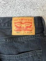 Vintage Levi's 501 Jeans Faded Black Distressed Hem Straight Fit Denim - Image 2