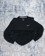 Nike Dri-FIT Long Sleeve Running Top Black Swoosh Mens - Image 2
