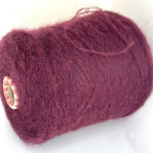 Soft Mohair-Style Cone Yarn Fluffy Burgundy Wine for Knitting