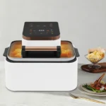 Flip-Top Glass Lid Air Fryer Visible Cooking, White And Rose Gold - Image 3