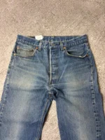 Levis Vintage Jeans Authentic Worn Faded Blue Straight Cut Mens Denim - Image 2