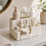 Ribbed Tiered Skincare Organizer Countertop Bathroom Storage