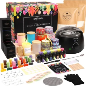 SAEUYVB Luxurious Candle Making Kit Wax Melter Jars Oils Dyes