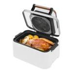 Flip-Top Glass Lid Air Fryer Visible Cooking, White And Rose Gold - Image 5