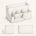 Ribbed Tiered Skincare Organizer Countertop Bathroom Storage - Image 2
