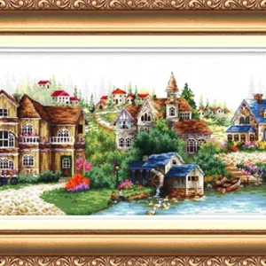 Abris Art Panoramic Village Counted Cross Stitch Kit Scenic Town