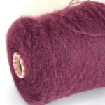 Soft Mohair-Style Cone Yarn Fluffy Burgundy Wine for Knitting - Image 3