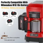 Lithium-Ion Portable Coffee Maker Built-In Grinder Camping Red - Image 2