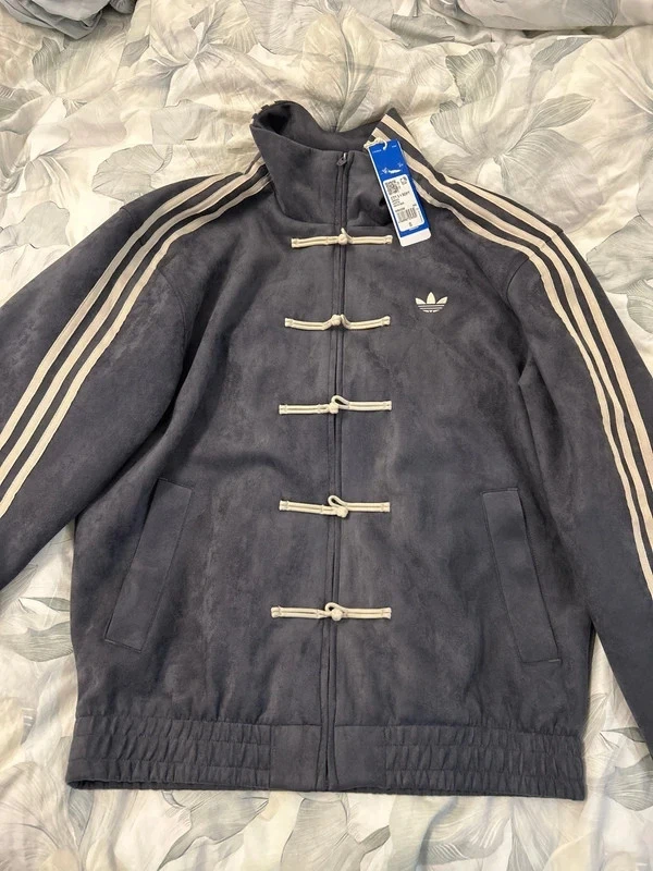 s-l1600 (2) 1 Adidas Originals Suede Track Jacket Toggle Buttons 3-Stripes - Image 1