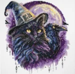 5D Diamond Painting Kit Witch Black Cat Halloween Full Drill DIY Art
