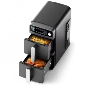 Dual Drawer Air Fryer Double Basket Stack Cook 2 Foods at Once