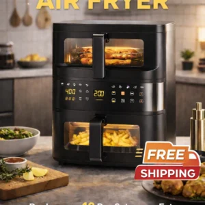 Double Stack Air Fryer 10L XL Dual Basket 10 Functions Window
