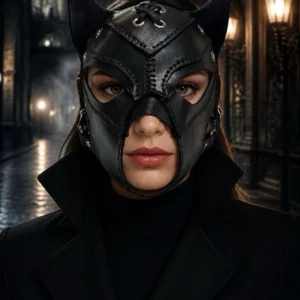 Handmade Black Leather Cat Mask Cosplay, Masquerade & Halloween