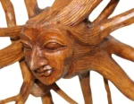 Madusa Teak Root Sun Goddess Face Mask Handmade Tiki Wood Carving - Image 3