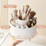Rotating Makeup Organiser Brush Holder Vanity Storage White - Image 2