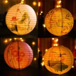 Chinese Floral Paper Lantern Round Hanging Wedding Party Festival