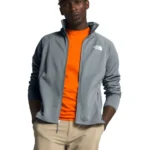 North Face Mens Full Zip Fleece Jacket Grey Lightweight Outdoor Layer