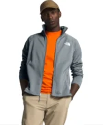 North Face Mens Full Zip Fleece Jacket Grey Lightweight Outdoor Layer