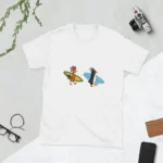 Funny Surfing Chicken Graphic White Casual T-Shirt