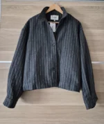 Women’s Grey Pinstripe Casual Winter Jacket