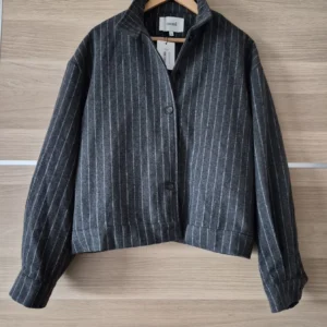 Women’s Grey Pinstripe Casual Winter Jacket