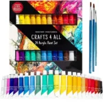Crafts 4 All 24 Acrylic Paint Set with 3 Free Brushes Premium Pigment