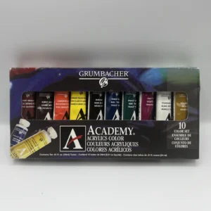 Grumbacher Academy Acrylic Paint Set 10 Color 24ml Tubes Assorted