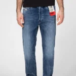 Diesel Jeans Mens Regular Straight Leg Mid Blue Wash Designer New
